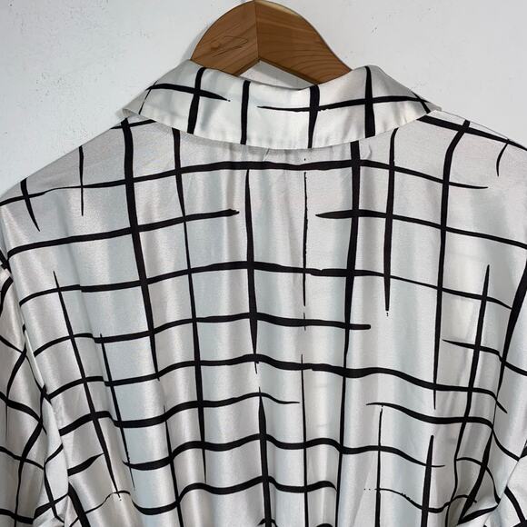 Eloquii 14 Windowpane Pleated Dress Belted Long Maxi White Black Check Career - Picture 9 of 9